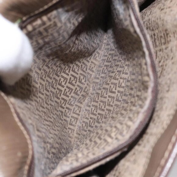 FENDI Zucchino Canvas Shoulder Bag Beige Auth 104456 - Picture 13 of 16